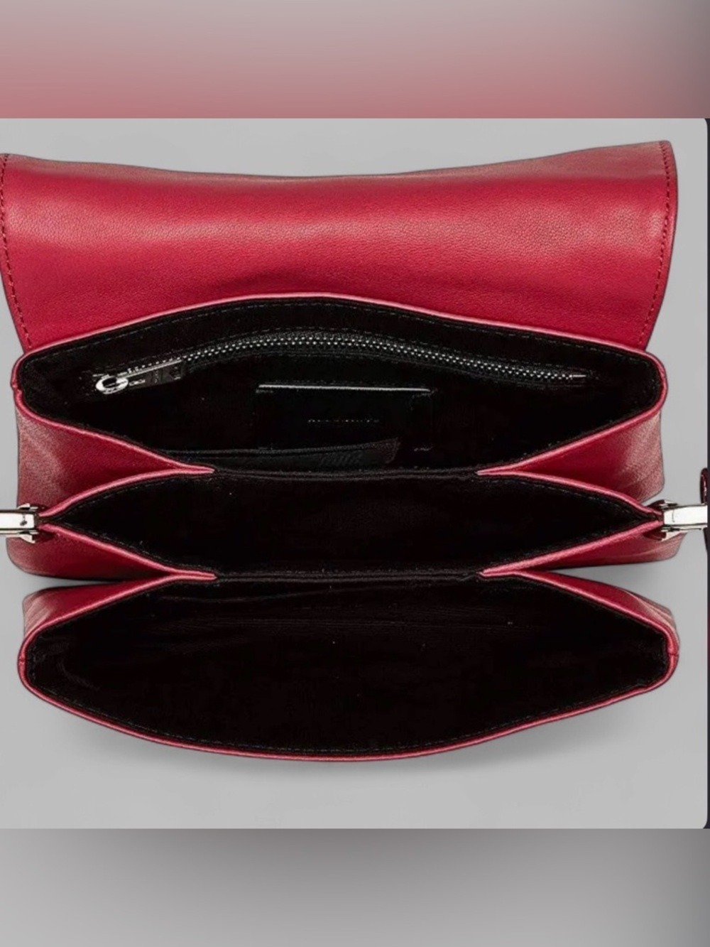 Allsaints Captain Leather Flap Shoulder Bag-Fuscia-EUC - Picture 2 of 16